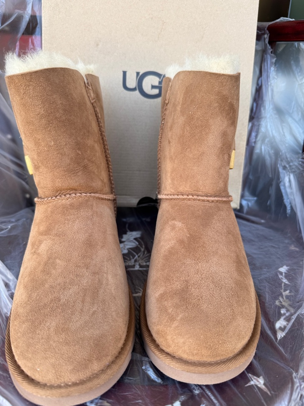 UGG Chestnut Suede Short Shearling Boots